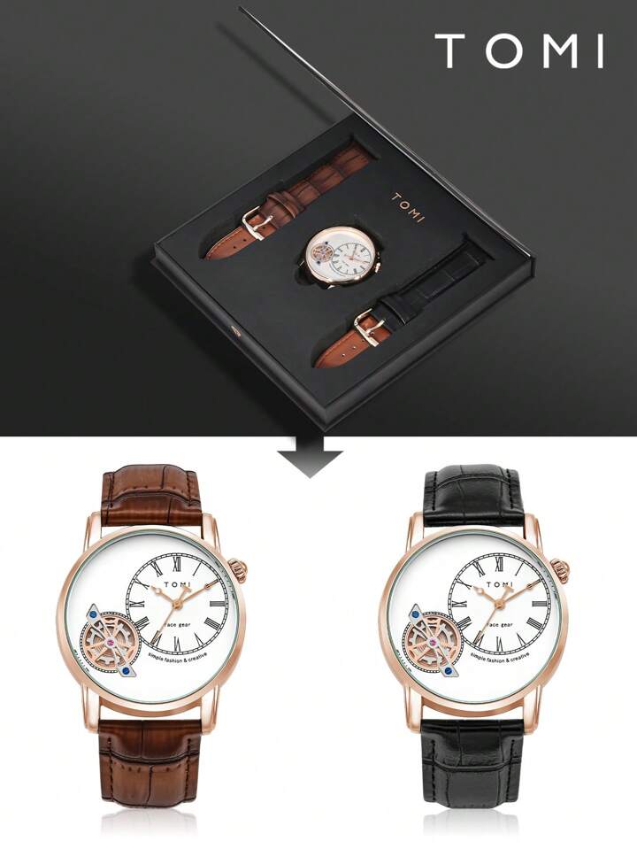 tomi face gear watch TOMI T-103 Face Gear Dual Strap Watch